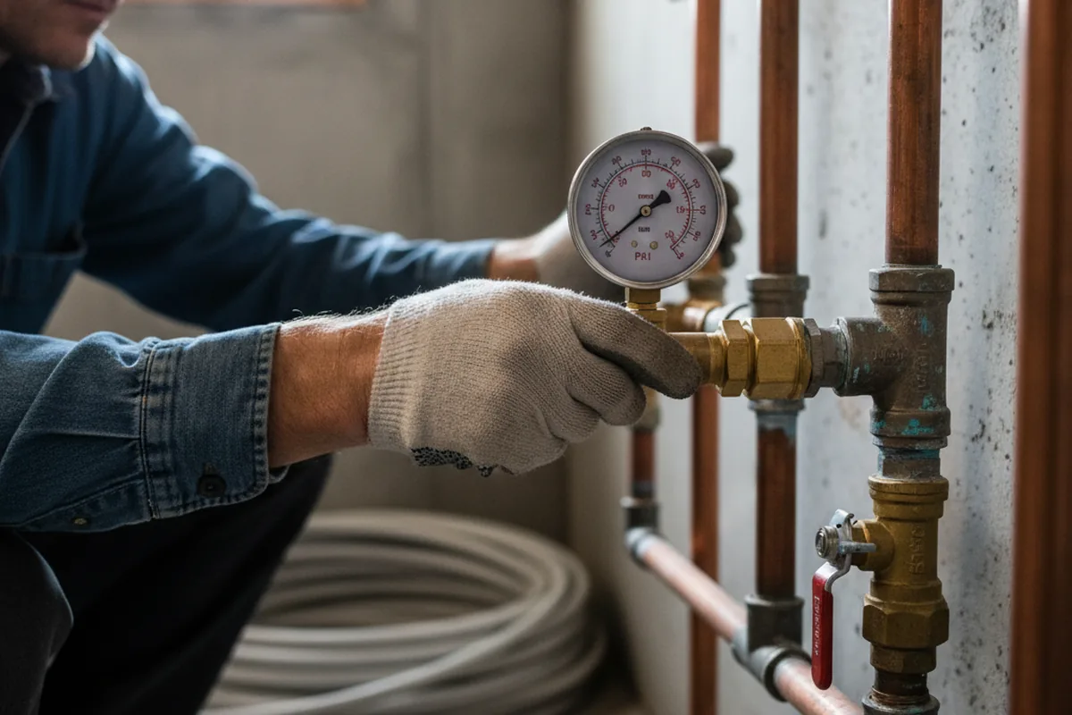 Pressure testing a repaired line during Water Line Repair in Elizabethville